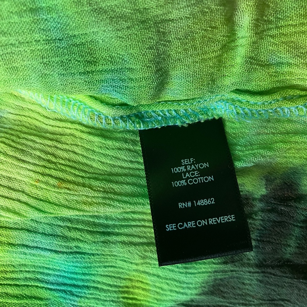 Torrid HAND DYED Tie Dye Size 00/M-L Rayon Open Front Kimono Wrap Lace Back OOAK - Picture 5 of 6